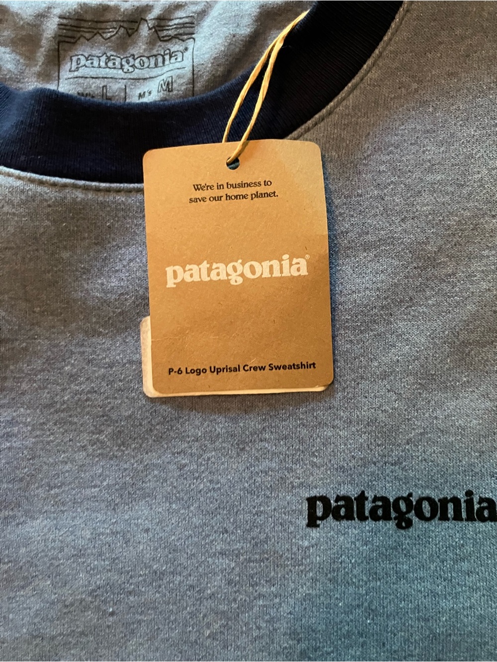 Patagonia Men’s Crewneck Sweatshirt in Heather Gray with Black Collar